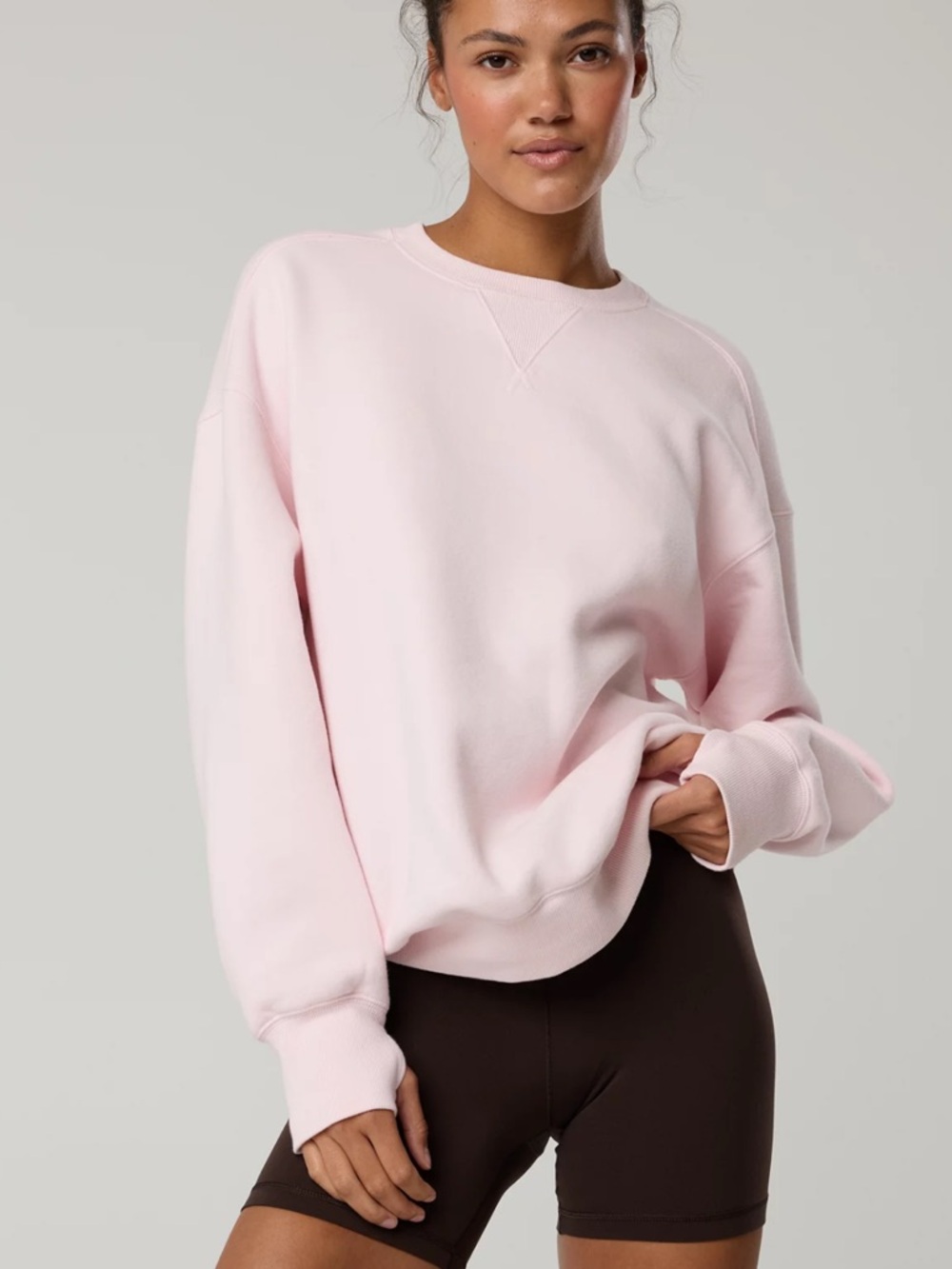 OFFLINE By Aerie Cloud Fleece Oversized Crewneck Sweatshirt - Pink Petal - Picture 14 of 14